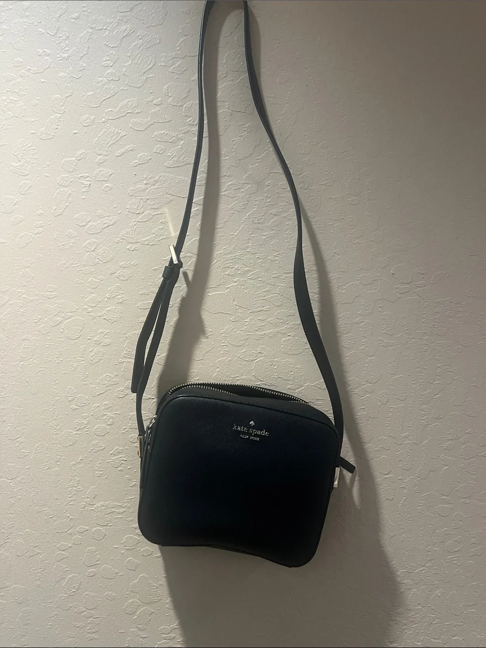 kate spade black leather small crossbody camera bag